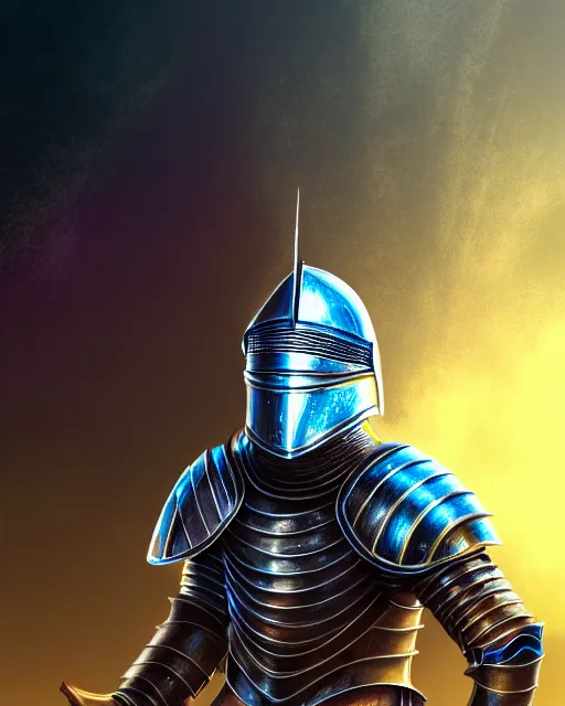 Image similar to hyper - realistic illustration of a knight, in a sci - fi music festival, digital painting, sharp focus