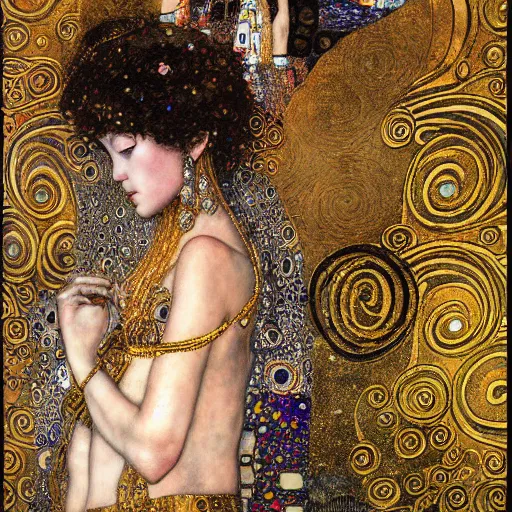 Image similar to goddess, intricate detail, klimt, royo, whealan,