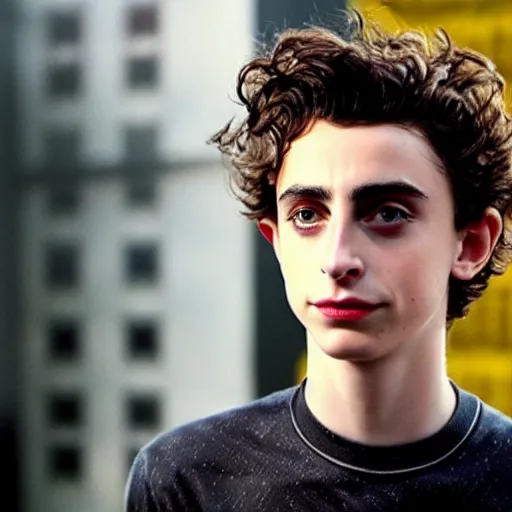 Image similar to timothee chalamet as spiderman