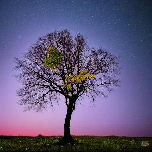 Image similar to a beautiful tree wit stars for leaves at night