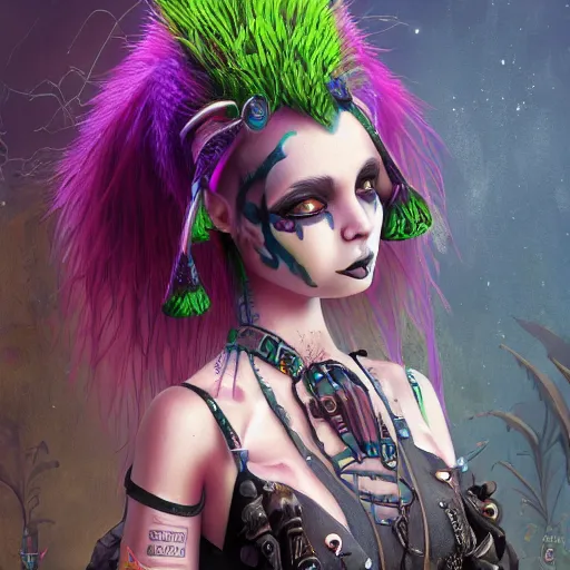 Image similar to eco punk, goblin girl goth, fantasy art, high detail, 4k