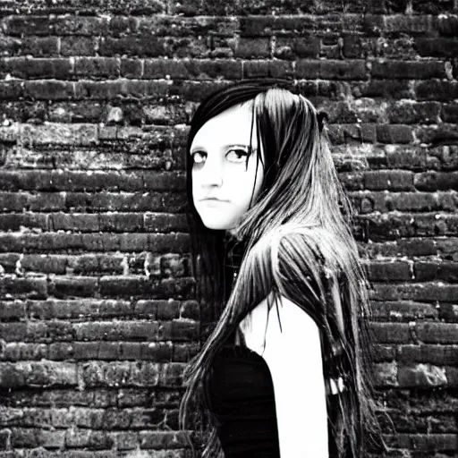 A 2006 photograph of a pale emo girl with black hair