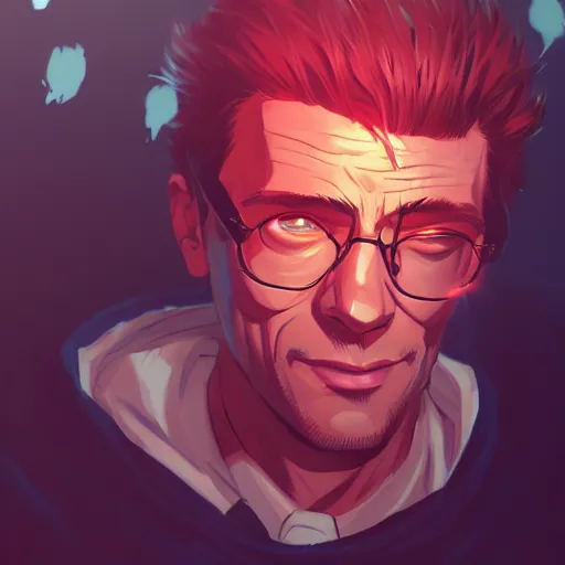 Image similar to John Noble as Tyler Durden, ambient lighting, 4k, anime key visual, lois van baarle, ilya kuvshinov, rossdraws, artstation