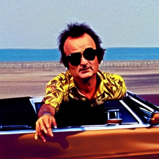 Image similar to bill murray in fear and loathing in las vegas, movie still, promotional shot