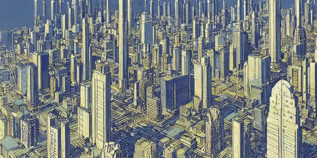 Image similar to koyaanisqatsi, by Francois Schuiten