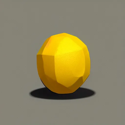 Image similar to a high quality render of a low poly lemon,