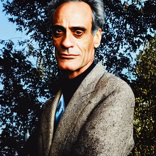 Prompt: a portrait of dr. julian bashir with background scenery by juergen teller, iris van herpen