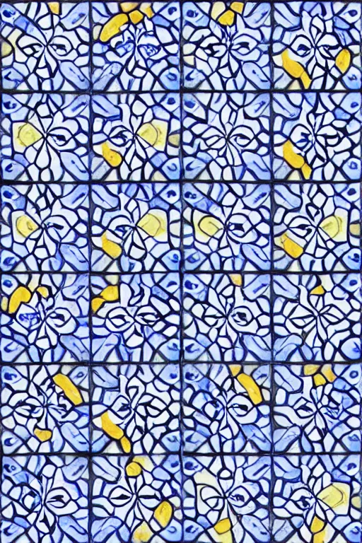 Prompt: minimalist boho style art of an azulejo tile pattern, mediterranean hand paint illustration