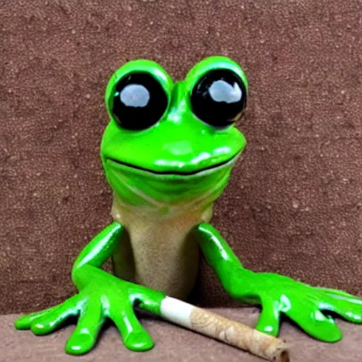 Prompt: frog smoking a joint
