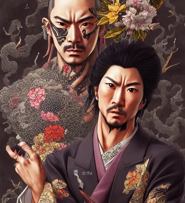 Image similar to *! weeding of a yakuza ab 2 3 de in tokyo _ 1 7 th century _ portrait | fantasy | highly detailed | trending on artstation | sharp focus : art by artgerm, greg rutkowsky, magali villeneuve, ayami kojima, amano