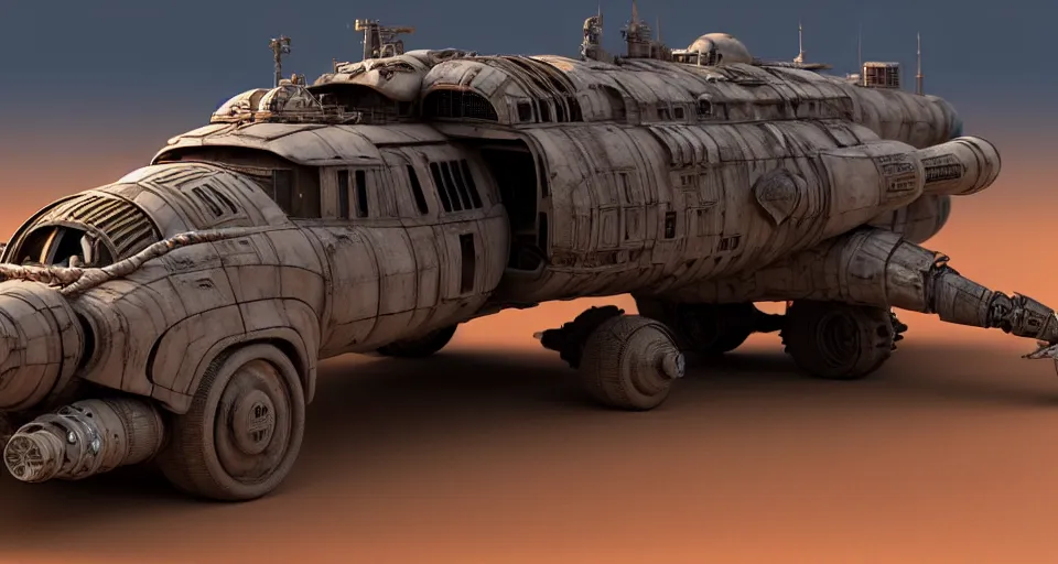 Prompt: highly detailed cinematic scifi render of 3 d sculpt of fury road spaceship, guardians of the galaxy, star wars, maschinen krieger