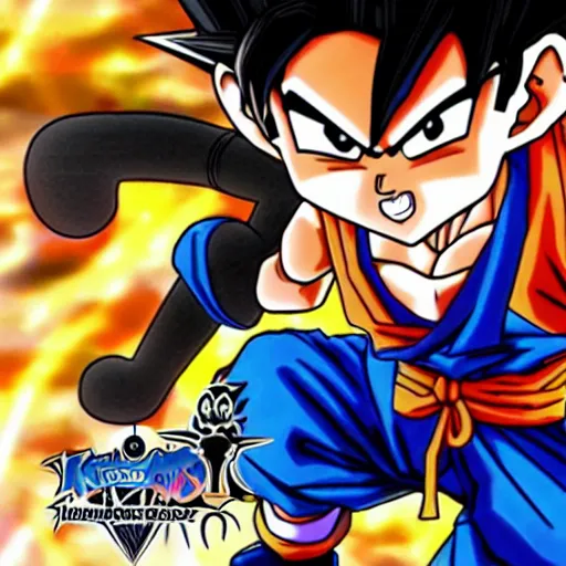 Prompt: Goku in kingdom hearts high quality hd
