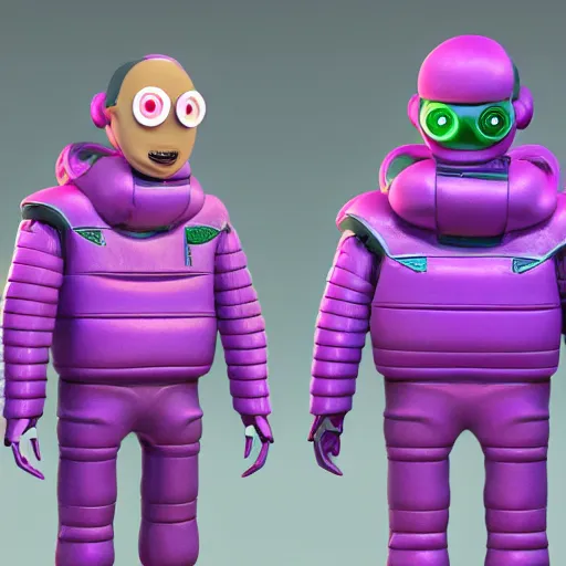 Image similar to kid robot with purple jacket design by fabricio campos and lidia morales, character modeling, toy design, substance 3 d painter, blender, mental ray, zbrush, stylized, portrait, studio photo, 7 0 mm lens, trending in behance