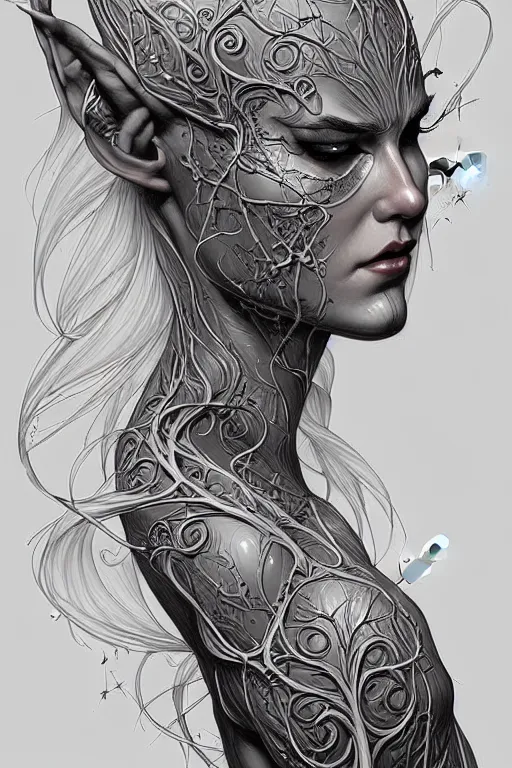 Image similar to digital art, centered elven ,intricate, veins, by James Jean and by artgerm , ultradetailed, charachter design, concept art, trending on artstation,