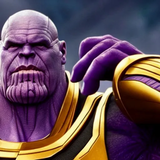 Image similar to thanos doing a selfie.