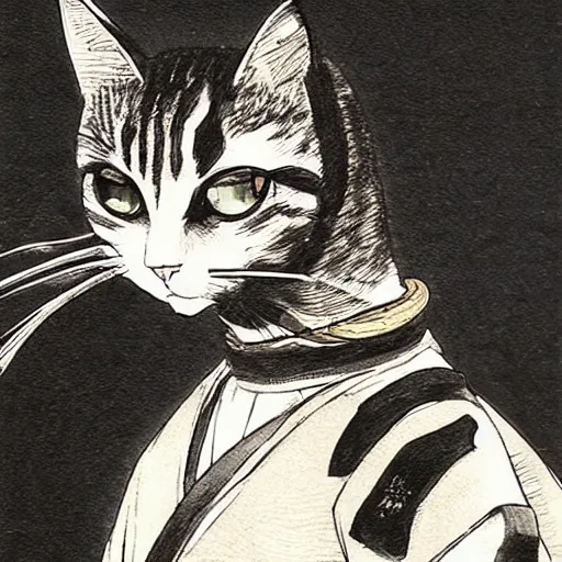 Prompt: a cat samurai by takehiko inoue