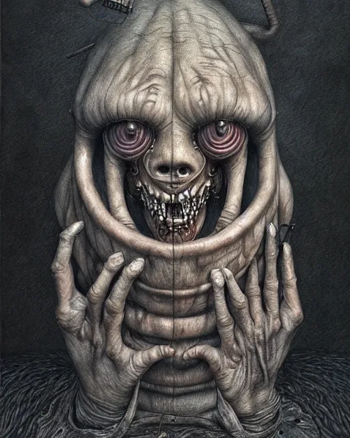 Image similar to a realistic detailed portrait painting of a monster by john kenn mortensen, santiago caruso, synthwave cyberpunk psychedelic vaporwave