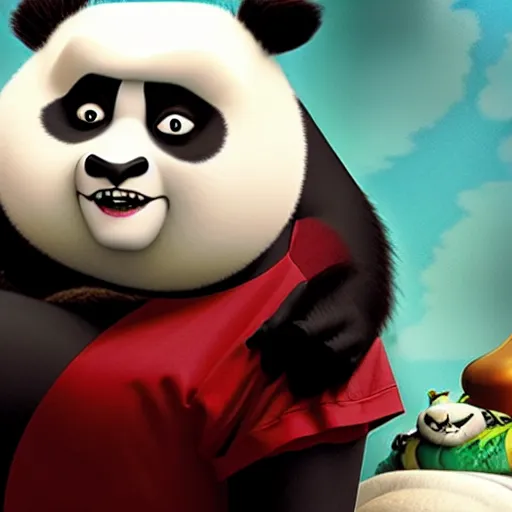 Image similar to Helena Bonham Carter as Po from Kung Fu Panda