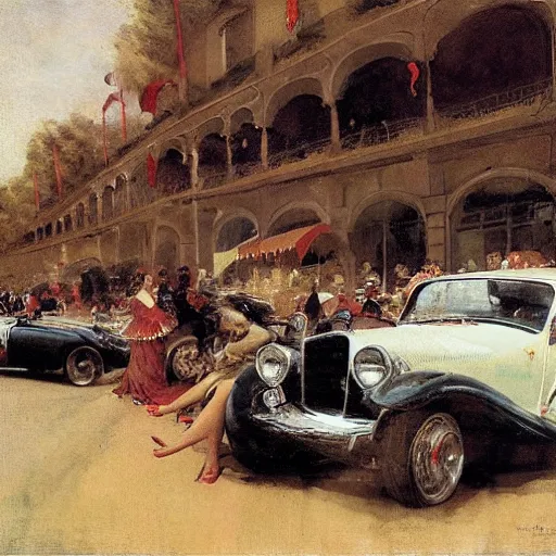 Image similar to a car show, by mead schaeffer and jean - honore fragonard