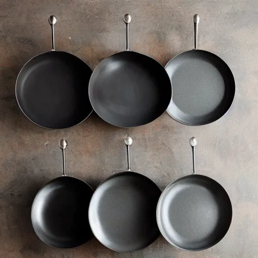 Prompt: modern iron cast pan inspired by bauhaus