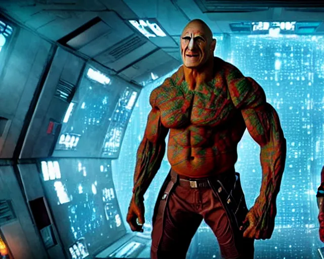 Image similar to the rock as a stone golem, space mercenary, still from the movie guardians of the galaxy