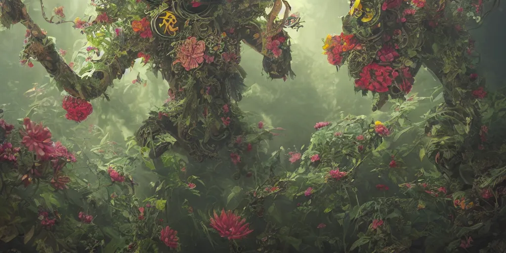 Image similar to breathtaking detailed concept art painting of a minion, with anxious, piercing eyes, ornate background, amalgamation of leaves and flowers, by hsiao - ron cheng, extremely moody lighting, 8 k