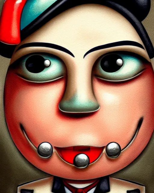 Image similar to closeup profile portrait of a tin toy as a 1 9 3 0 s gangster's moll in a gambling den, bikini, hyper realistic, artstation, illustration, nicoletta ceccoli, mark ryden, lostfish, max fleischer, digital paint, matte paint, vivid colors, bright, cheerful, detailed and intricate environment