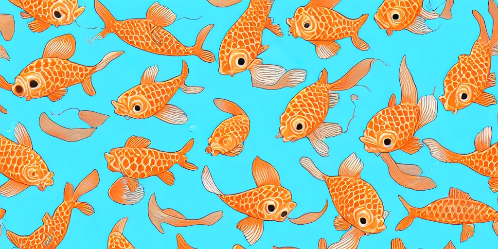 repeating pattern of cute koi fishies | Stable Diffusion | OpenArt