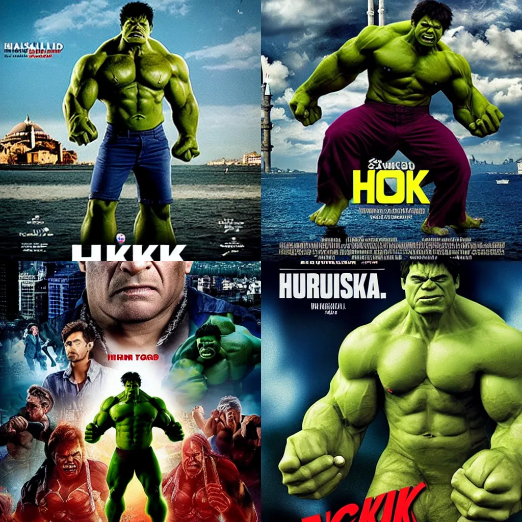 Prompt: hulk in istanbul, movie poster