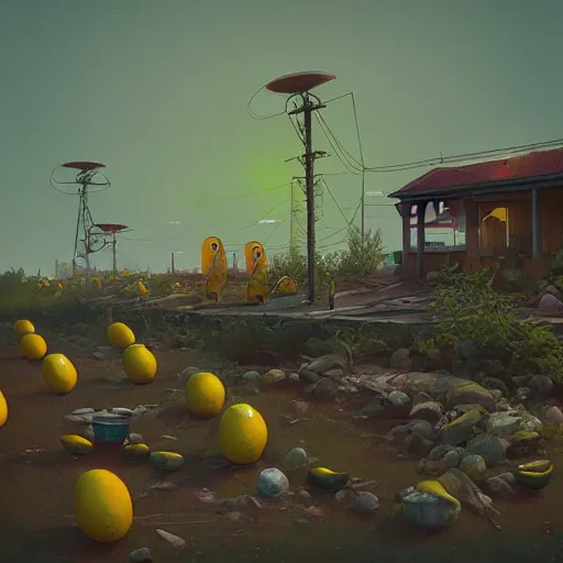 Image similar to “the impossibility of lemons by Simon Stalenhag, trending on artstation, 8k, octane rendered, highly detailed”