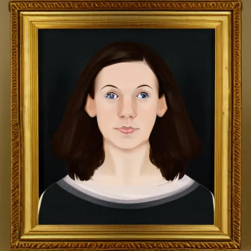 Image similar to symmetry portrait of welsh brunette student by herself in the style of brenda chamberlain