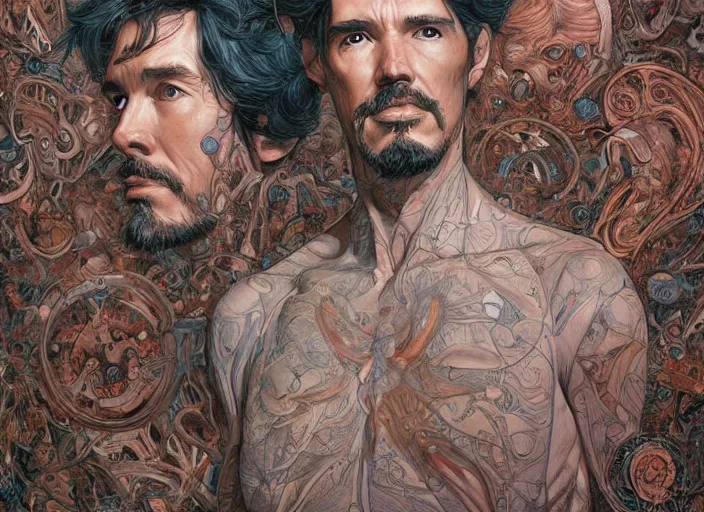 Image similar to a highly detailed anatomical portrait of stephen strange, james gurney, james jean