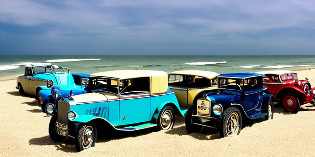 Image similar to vintage cars on a beach