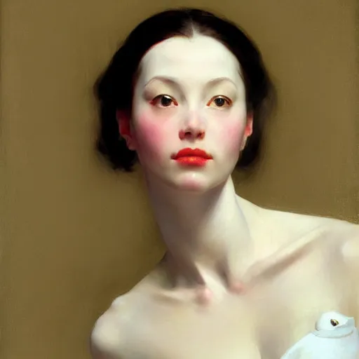 Prompt: yanjun cheng portrait of a beautiful android by norman rockwell, bouguereau