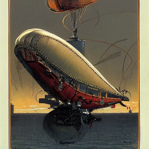 Prompt: A steampunk Zeppelin, art by Norman Rockwell