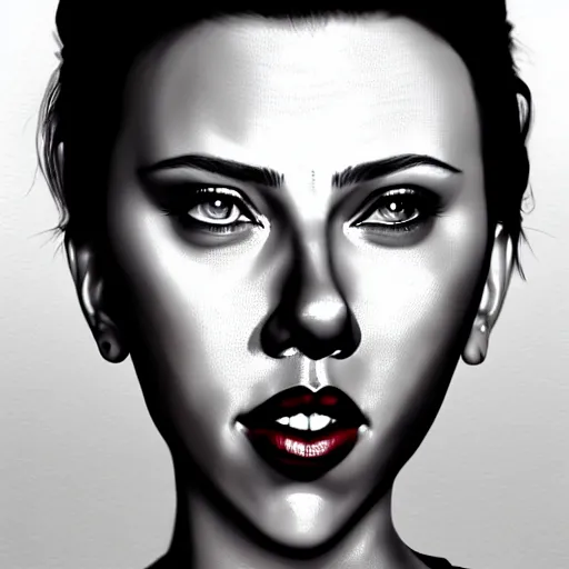 Prompt: funny caricature painting of scarlett johansson, closeup of face, highly detailed, style by mahesh nambiar, archille superbi, carola rubio, an ultrafine hyperdetailed illustration unreal engine 5 highly rendered