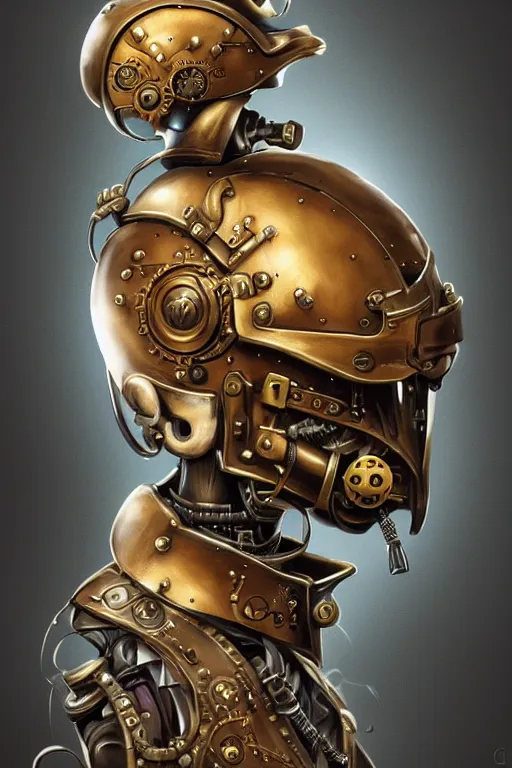 Image similar to steampunk helmet fantasy art mask robot ninja stylized digital illustration sharp focus, elegant intricate digital painting artstation concept art global illumination ray tracing advanced technology chaykin howard and campionpascale and cooke darwyn and davis jack