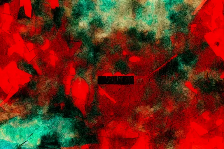 Image similar to abstract experimental painting y 2 k computer graphics red bleeding faded film grain 3 5 mm, trending on artstation, pixel sorting, glitch art, ink blot watercolor charcoal drawing