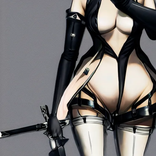 Image similar to 2B from the Nier automata series exceptionally beautiful and detailed, High-res