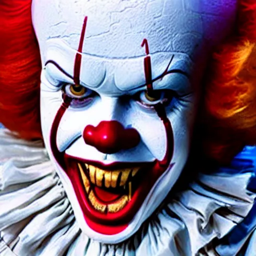 Image similar to Pennywise as Ronald McDonald 4K quality super realistic