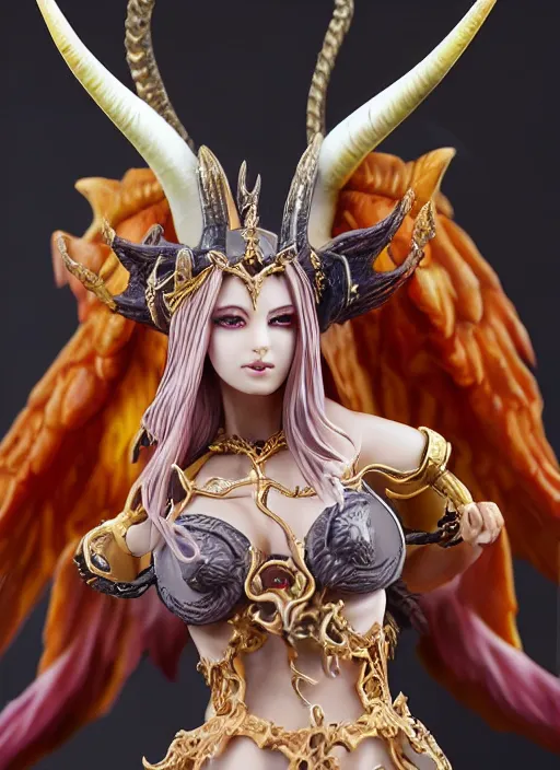 Prompt: 80mm resin detailed miniature of a Demon Queen, large horn and wing, Product Introduction Photos, 4K, Full body