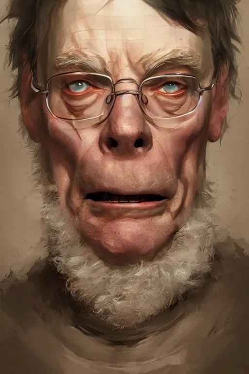 Image similar to Portrait of stephen king as hillbilly intricate, highly detailed, smooth, artstation, digital illustration by Ruan Jia and Mandy Jurgens and Artgerm and Wayne Barlowe and Greg Rutkowski and Zdislav Beksinski