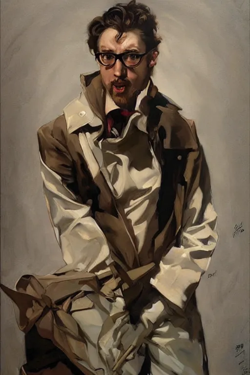 Prompt: sam hyde, painting by jc leyendecker!! phil hale!, angular, brush strokes, painterly, vintage, crisp