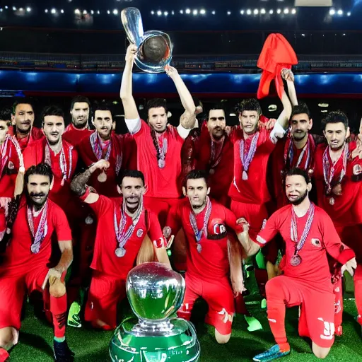 Image similar to fc mallorca players lifting a champions league trophy