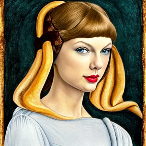 Image similar to taylor swift as princess leia, portrait by sandro botticelli