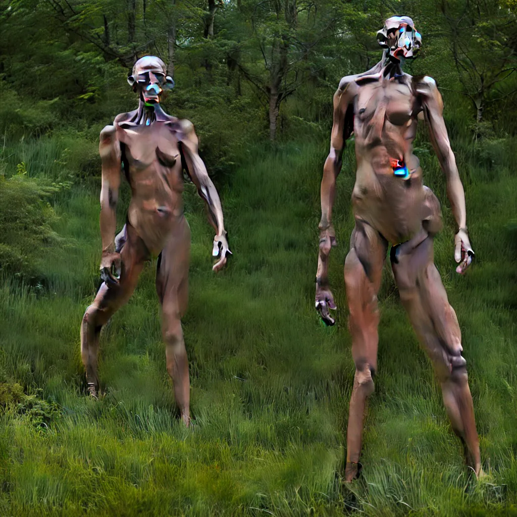 Image similar to animal human hybrid posing in a natural landscape, hyperreal 3d render, unreal engine