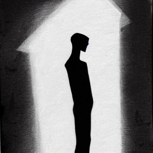 Prompt: graphite illustration of a silhouette of a depressed person a dark room