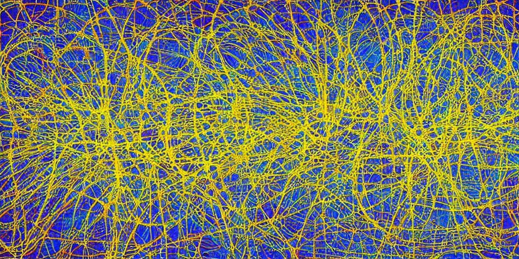 Image similar to abstract artwork depicting a neural network,