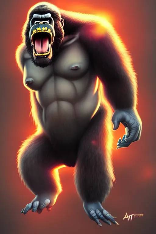 Image similar to isometric King Kong by Artgerm and WLOP, Pixiv