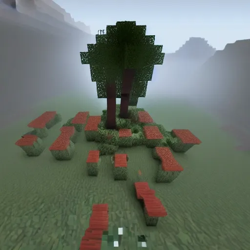 Image similar to minecraft creepy fog